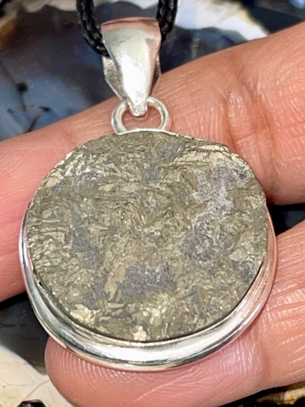 Small “Fools Gold” Drusy Pyrite Pendant 1 7/8”